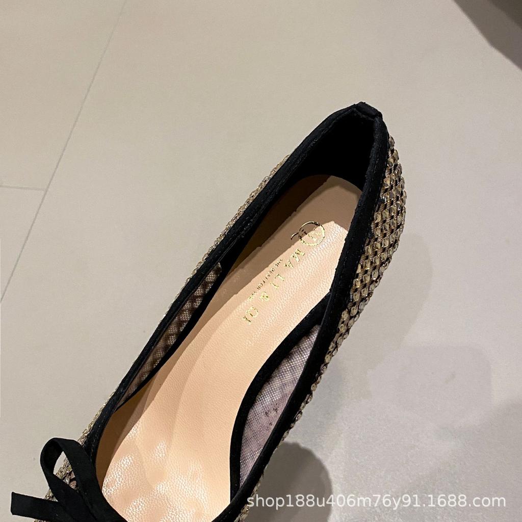 [New] French high heels femininity stiletto niche design bow rhinestone sexy celebrity stiletto