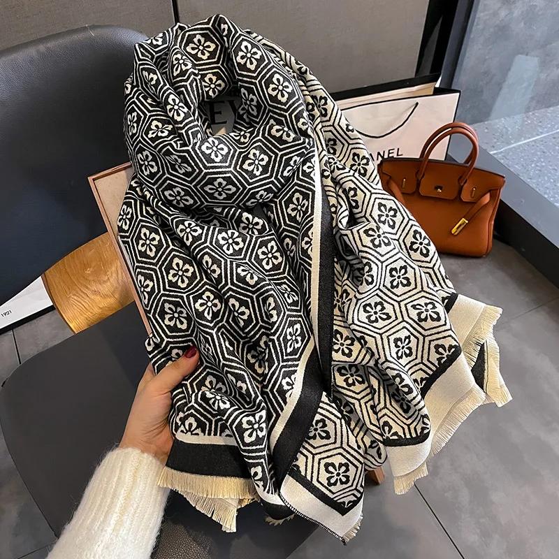 Nový Zimný Hrejivý Kašmírový Šál Dámsky Šál Pashmina Hrubý Šál Deka Bufanda Cestovný Šál Dámsky Vzorovaný Šál