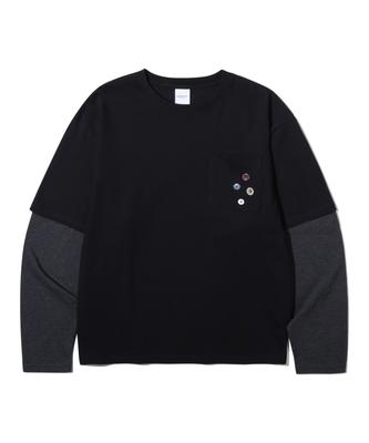 URBANSTOFF Button Badge Layered Long Sleeve (Black)
