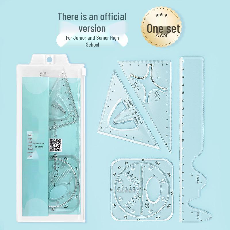 

Wusheng Multi-Function Geometric Drawing Set: Square, Straight Ruler, and Protractor for Middle and High School Students Default Option