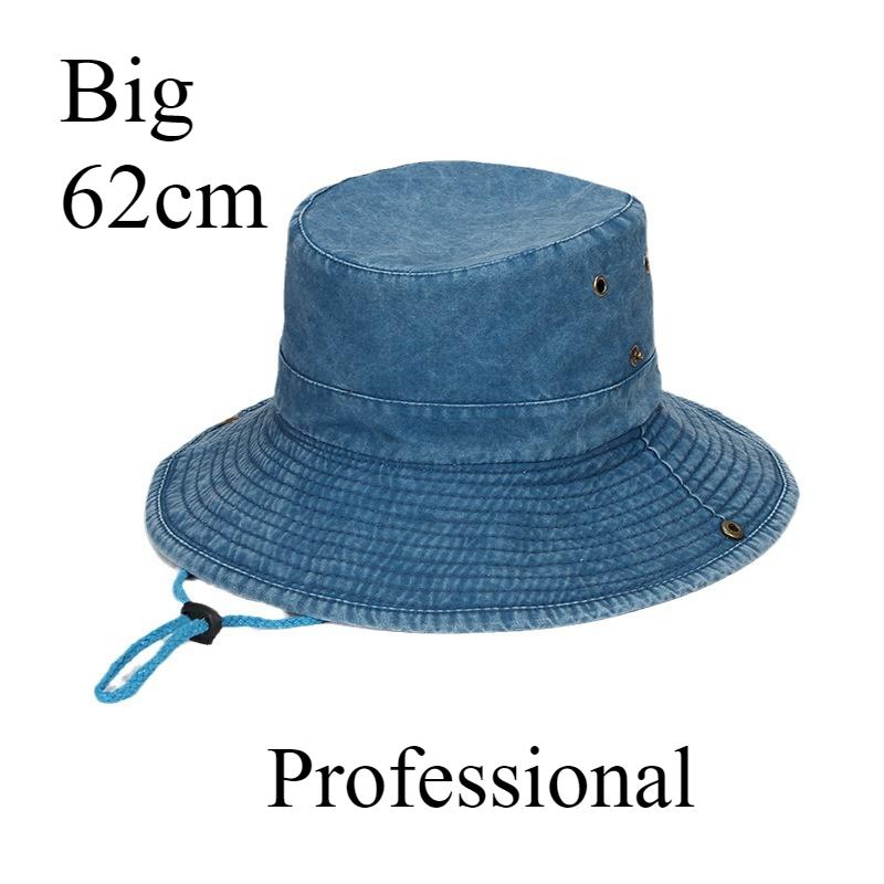 Freedom Outdoors Women's Green 62Cm Big Size Cotton Bucket Hat Men Hiking Fishing Safari Hat Outdoor Sun Protection Fisherman Hat With Chin String Fits 62Cm