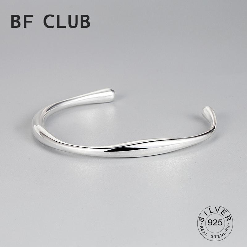 

100% Solid 925 Sterling Silver Hiphop Thick Sparkling Bracelet for Women Men Simple Handmade Hasp Bracelet Birthday Gift