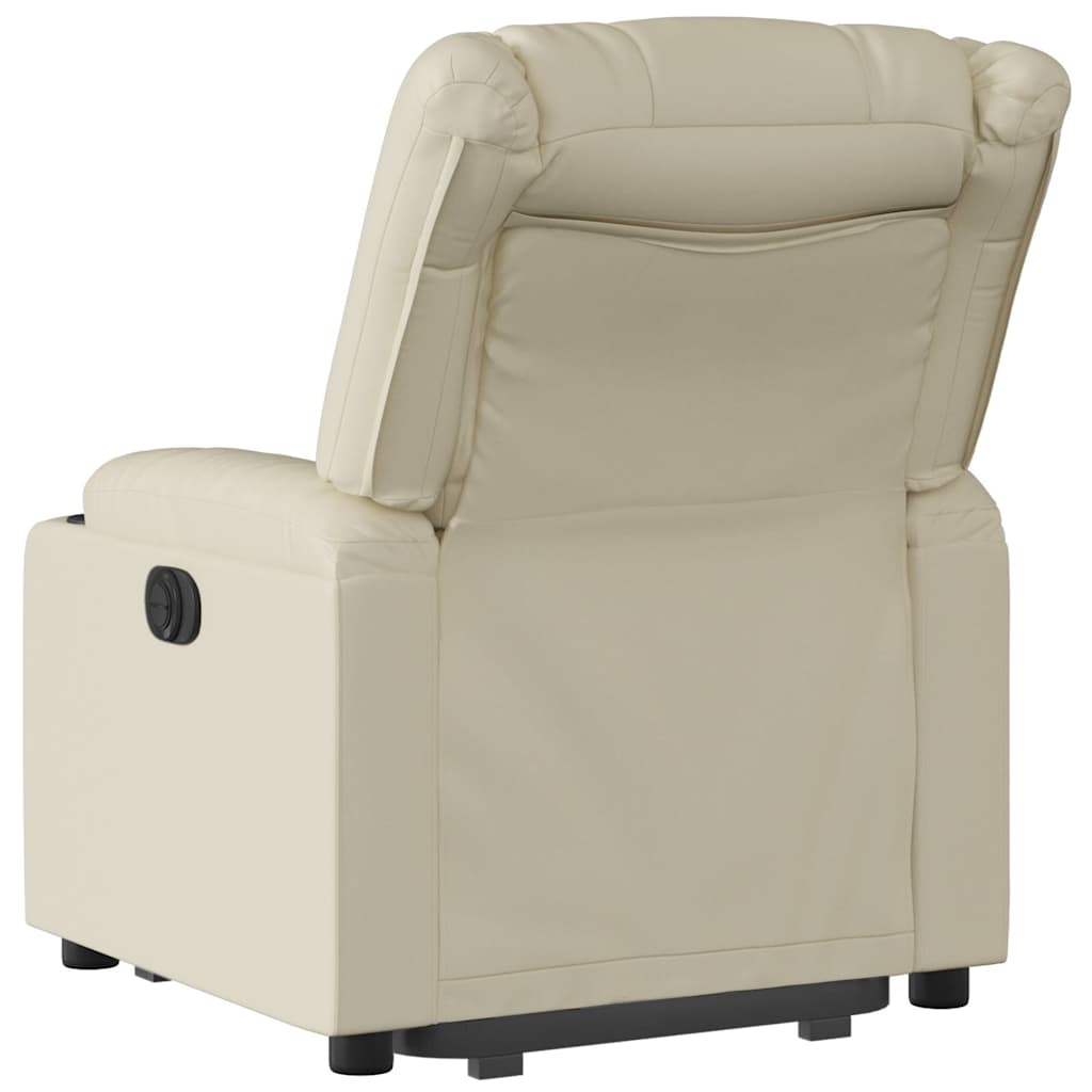 Recliner Chair with Lift Assist Cream Artificial Leather