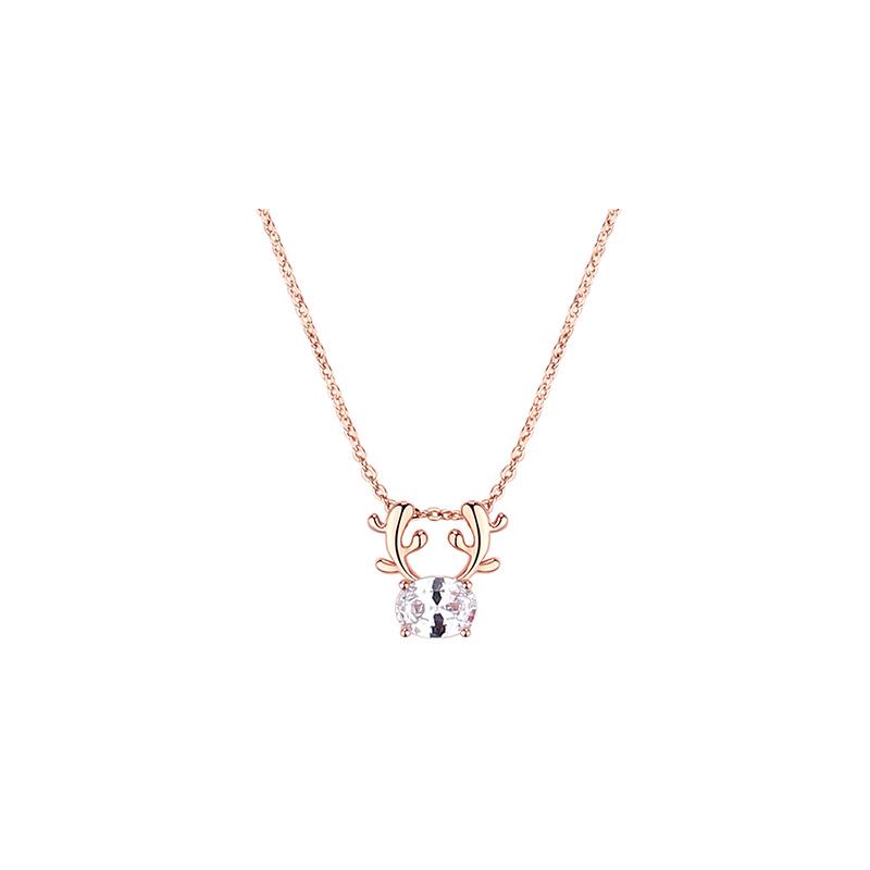 Collier ras du cou Femme Roue Ferris Élan Argent - Argent Sterling S925, Bijou de Noël de Luxe Léger.