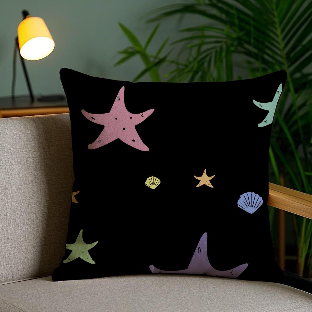 Abstract Star Art Cushion Cover Plush Fabric DoubleSided Printed Invisible Zipper Sofa Pillow Case Home Bedroom Decor