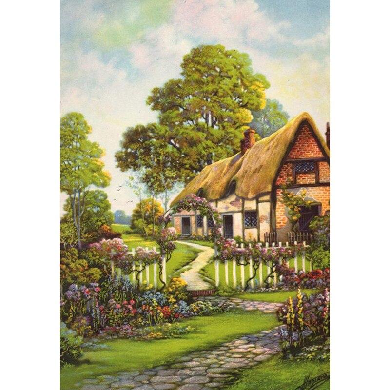 5D DIY Diamond Painting Scenic Lodge Diamond Embroidery Tree Scenery Cross Stitch Full Round Drill Crafts Home Decor Gift