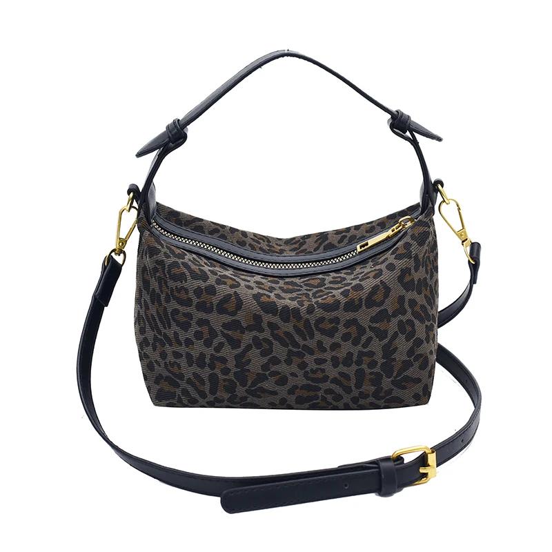 Exquisite Leopard Print Shoulder Compact Simple Faux Suede Versatile Hot Girl Style Bags for Women Fashion