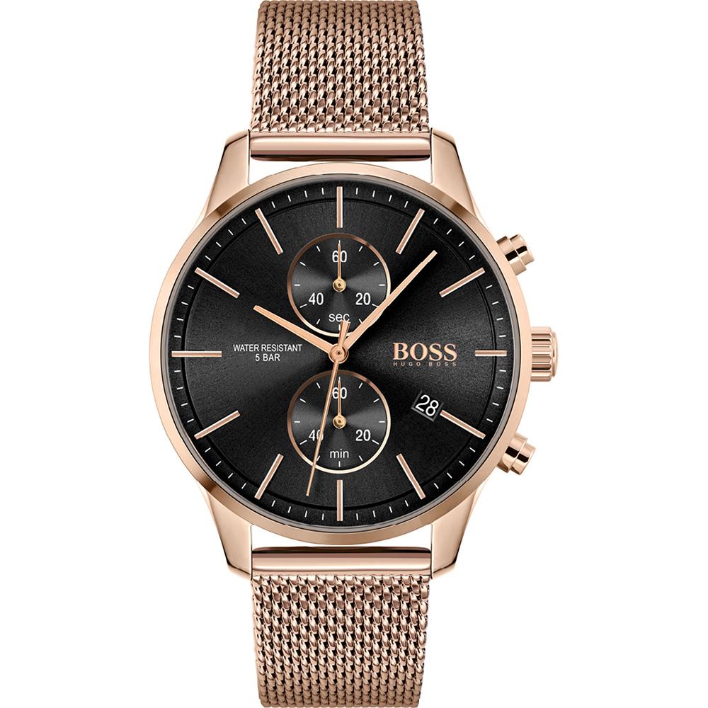 BOSS Associate Black Dial Rose gold Metal Men s Quartz Watch 1513806 чёрный
