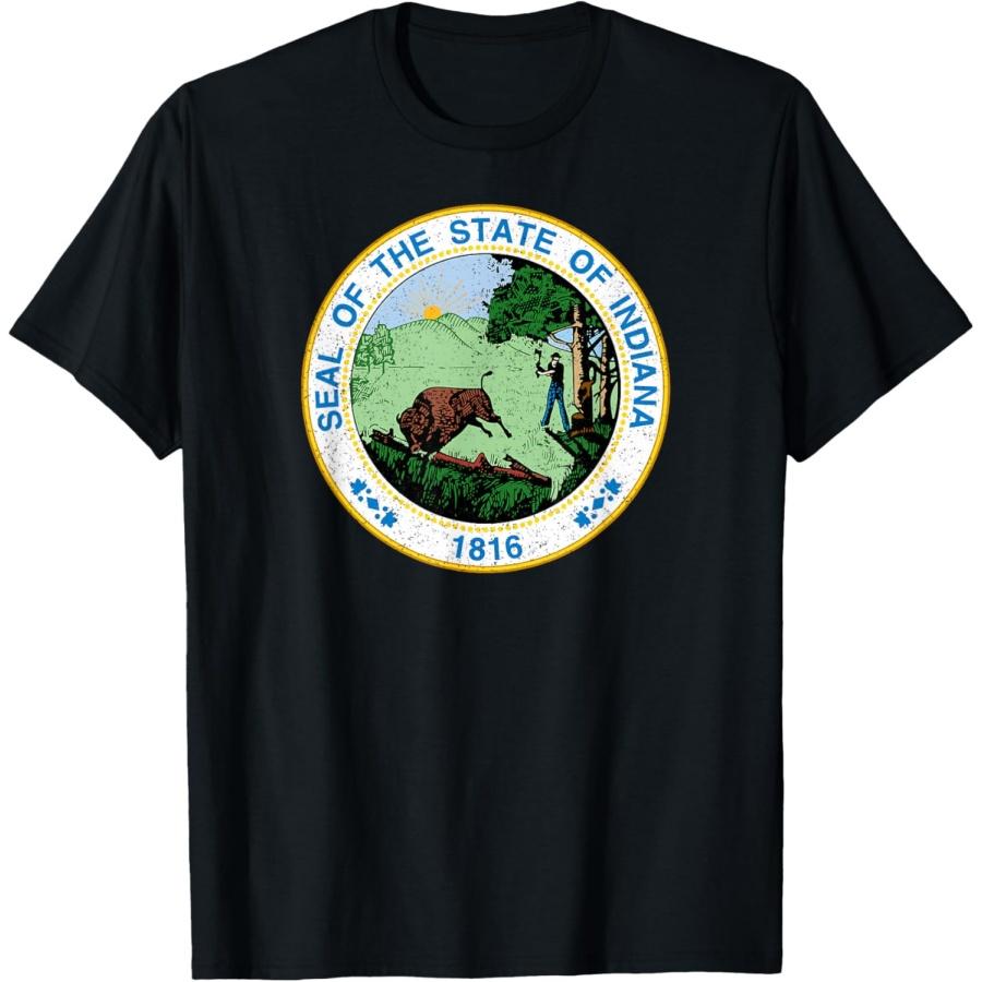 

INDIANA STATE SEAL FLAG T-Shirt XXXXXL