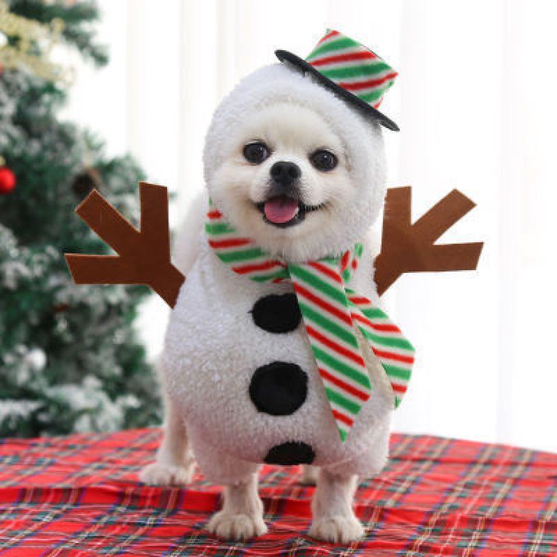 Pet Winter Costume Dogs Christmas Themed Outfit Two-Legged Coat Reindeer Snowman Santa Style