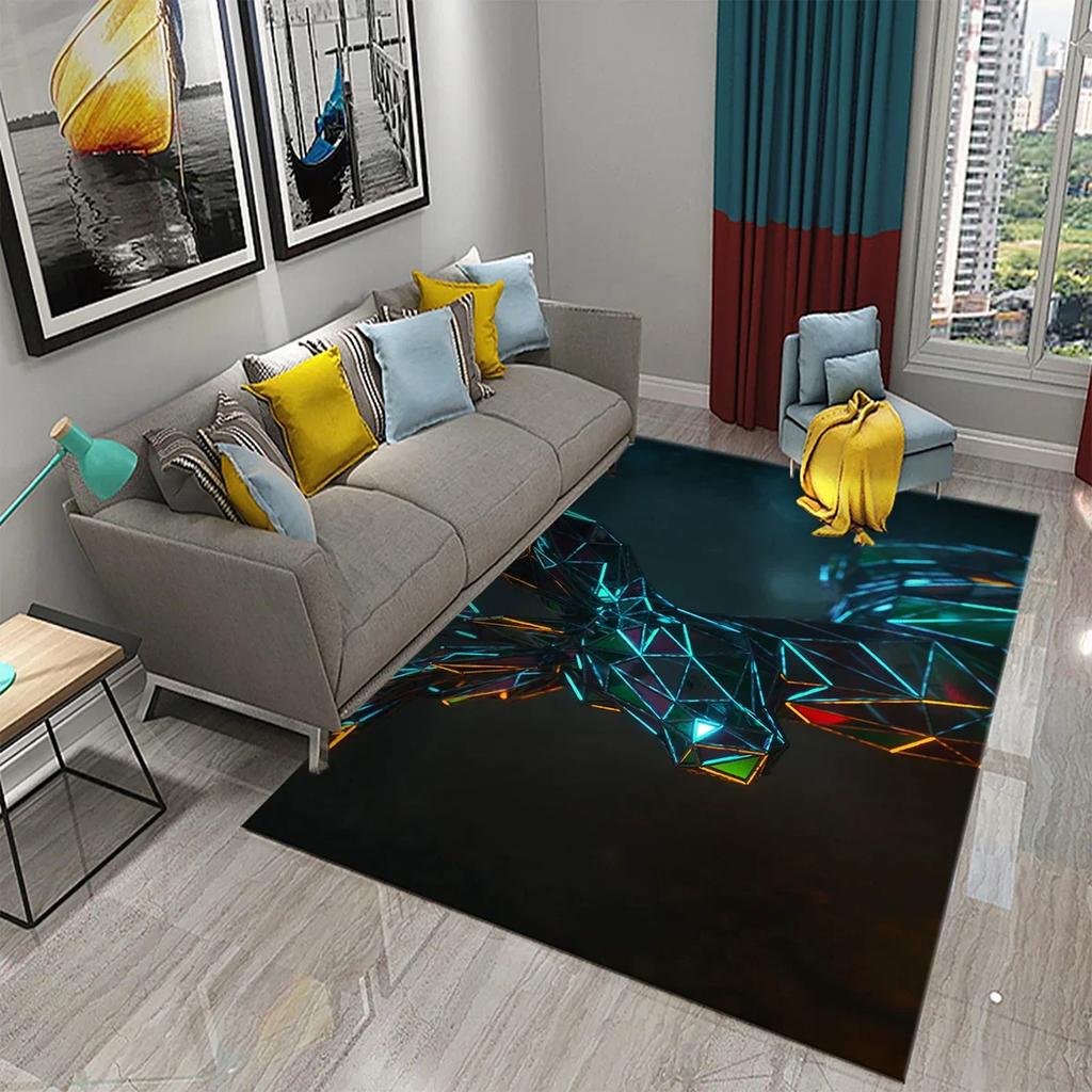Glänzender Diamant Schwarz Teppich Kreatives Design Teppich für Erwachsene Modern Abstrakt Geometrische Teppiche Schlafzimmer Wohnzimmer Bereich Dekor Fußmatte