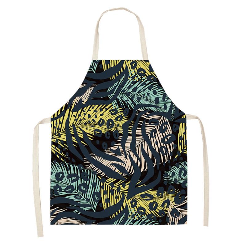 Kjøp Leopard Print Flower Printed Sleeveless Aprons Kitchen Women