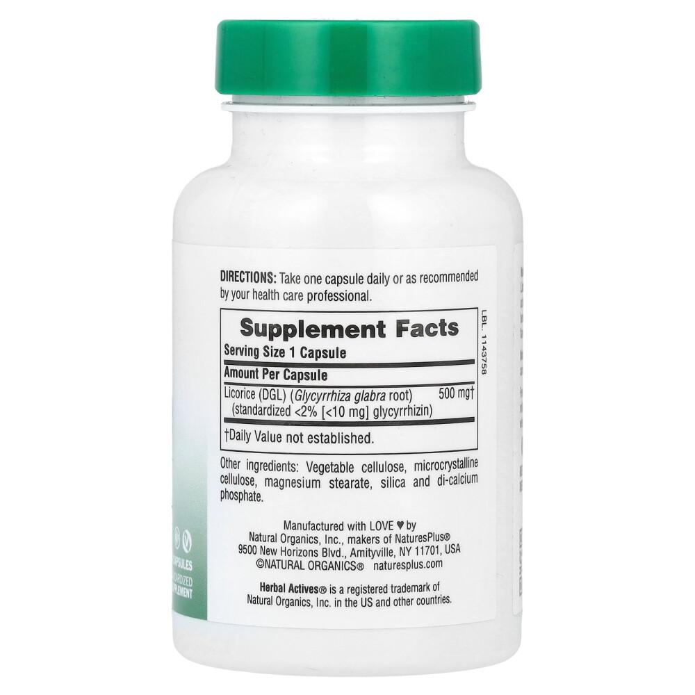 Nature's Plus Herb Active Licorice (DGL) 500 mg 60 Vegetable Capsules