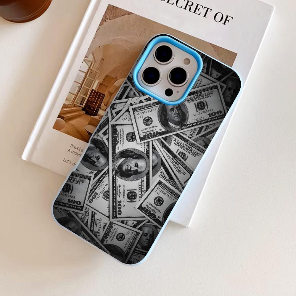 USD Dollar Jelly Double layer Light Blue Mobile Phone Case for iPhone 17 16 15 14 13 12 11 Air Pro Max Plus Protective