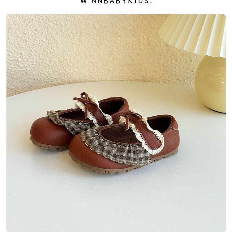Girls' small leather shoes 2025 spring and autumn new Xiaoxiangfeng little girl princess shoes soft-soled Doudou shoes baby single shoes trend