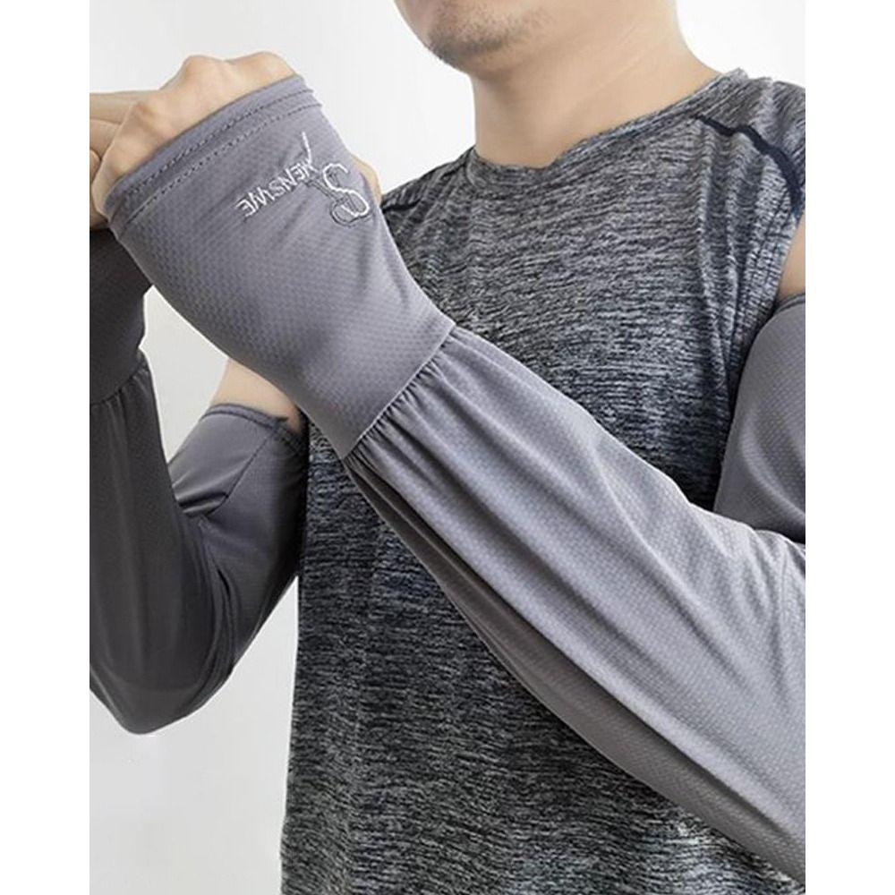 Sunscreen Anti UV Arm Covers Ice Silk Driving Gloves Simple Long Mittens Women Men