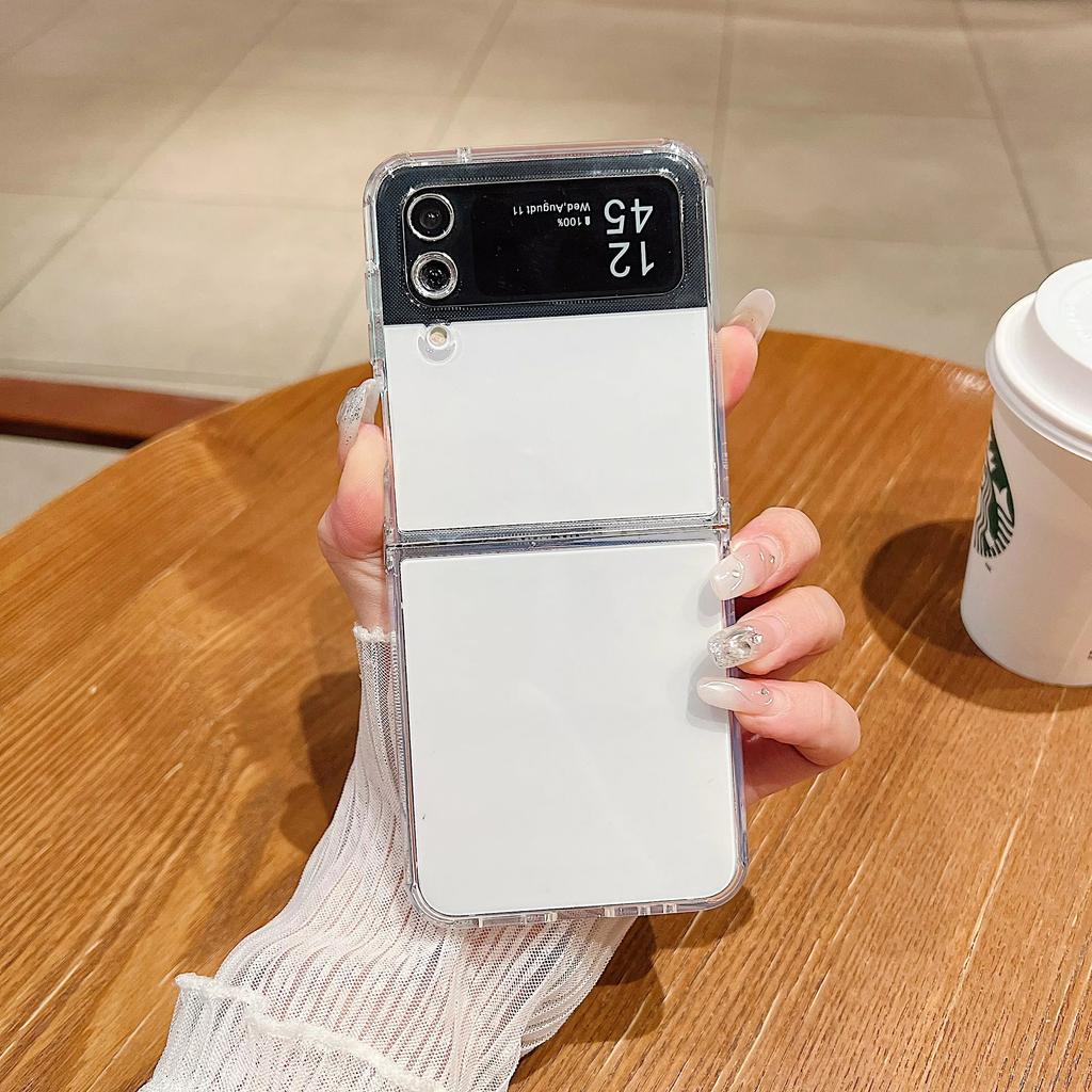 Soft TPU Clear Phone Case For Samsung Galaxy Z Flip 7 6 5 4 3 5G Folding Silicone Cover For Samsung Z Flip6 Flip5 Flip4 Flip7