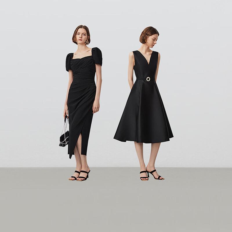 

LANCY French Retro Square Neck Little Black Dress L