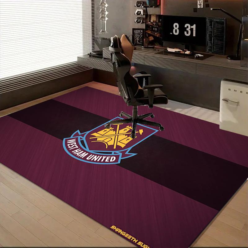 1PC West Ham United Crest Rug Game Carpet, Floor Mat for Bedroom Living Room Entryway Rug, Home Decor Idea Gift for Christmas Birthday