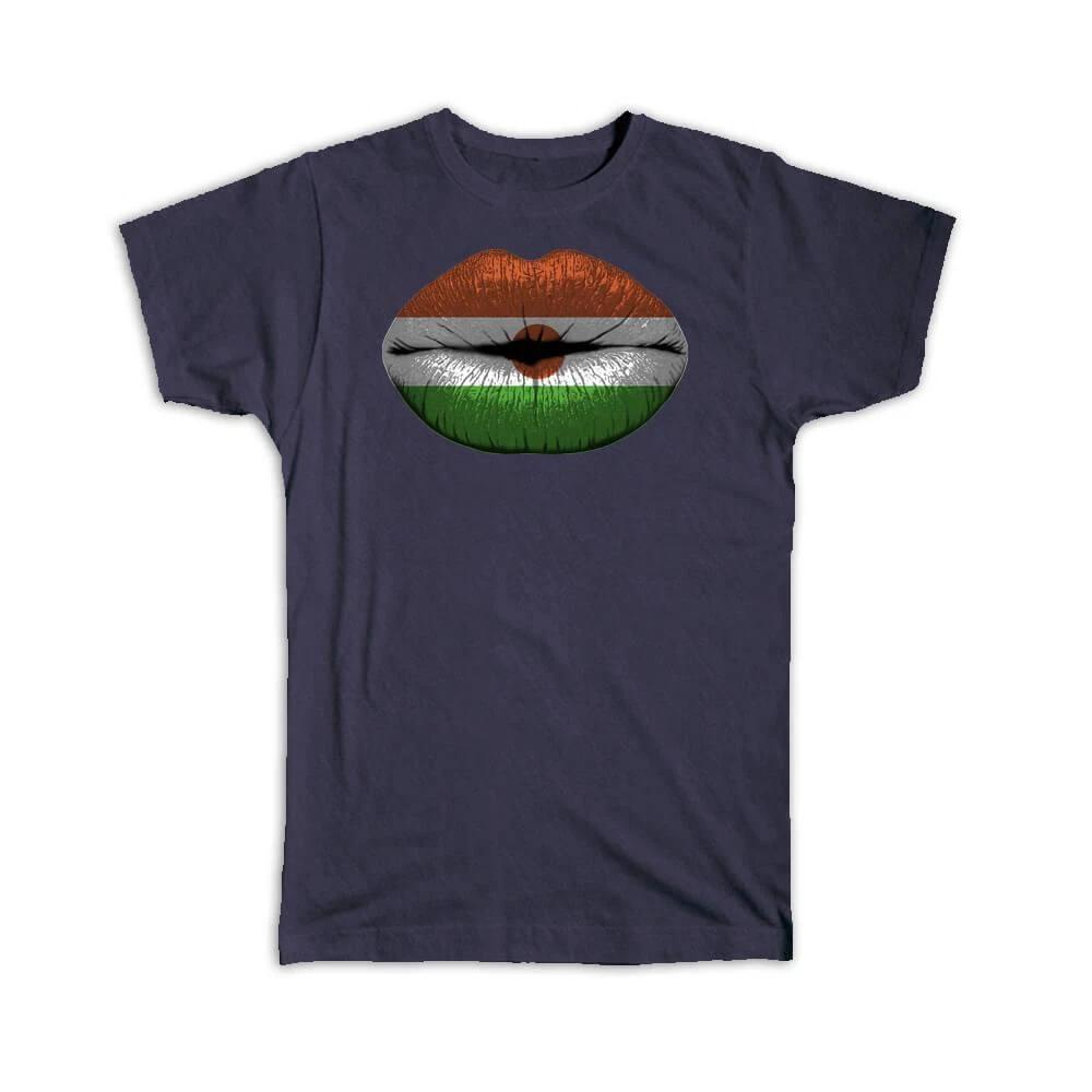 Gift T-Shirt : Lips Niger Flag African Expat Country For Her Woman Feminine 2XL