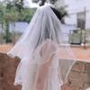 1PC Double Layered Bow Tied Headband Wedding Birthday Party White Veil Decoration Bridal Engagement Banquet Hair Accessories