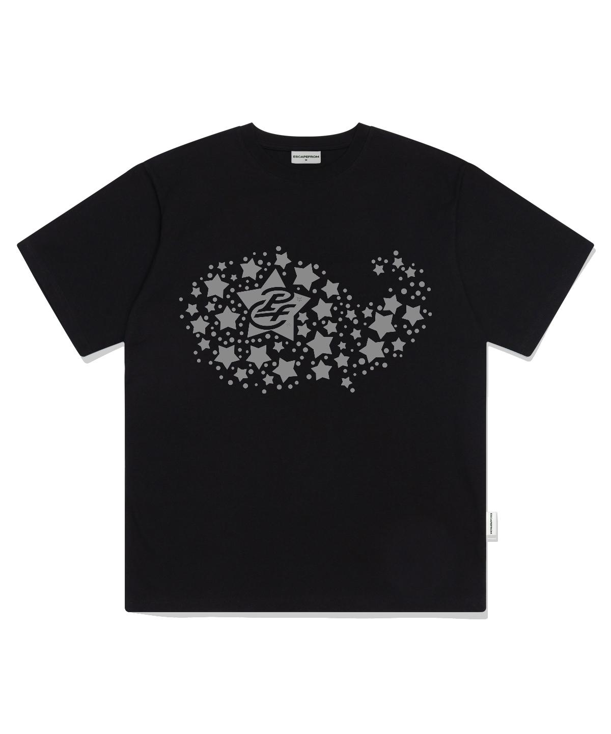 Escape From Star Whale Print Oversized Short Sleeve T-Shirt Black S