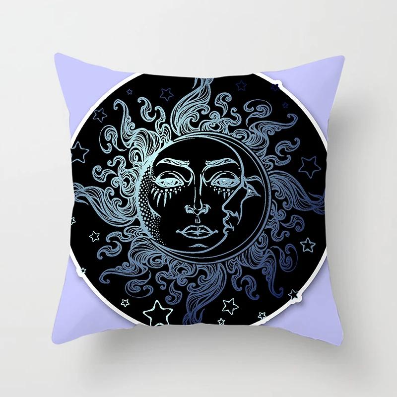Home Decor Sun & Moon Themed Cosmic Throw Pillow Covers Pattern Cushion Cover Suitable For Sofa Bedroom Car Pillow Cover