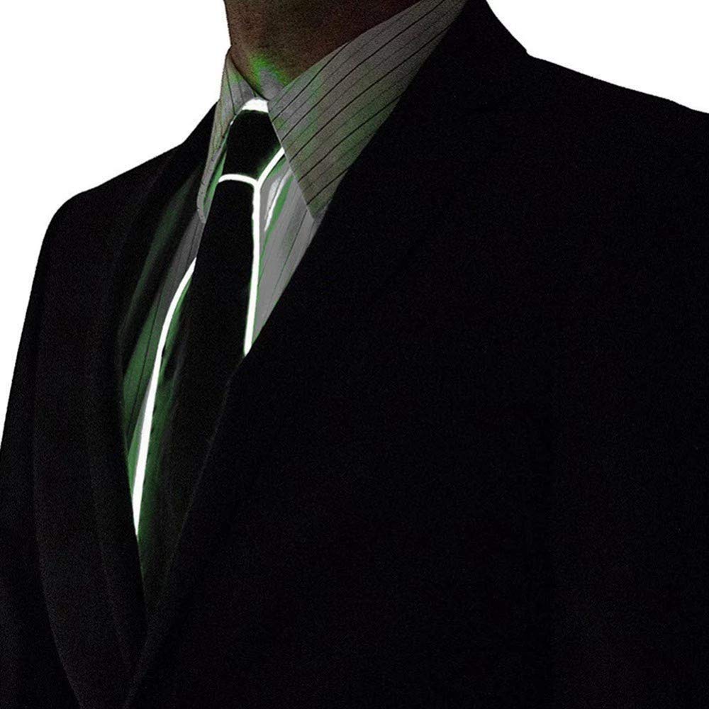 LED Light Up Tie, Glowing Tie, Light Up Tie, Luminous LED Tie, Adjustable Flashing LED Light Up Tie, Funny Light Up Tie for Men, Novelty Tie (White)