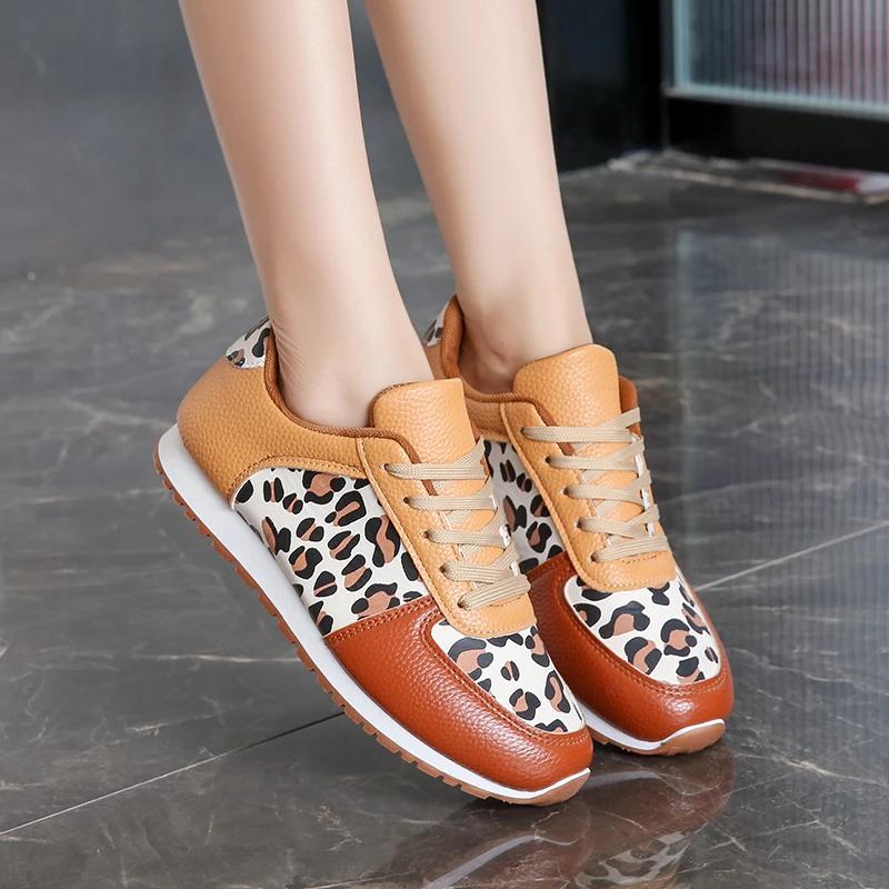 Spring and Autumn Sports Shoes Casual Board Shoes Women 2025 New PU All Soft Soles Plus Training Shoes