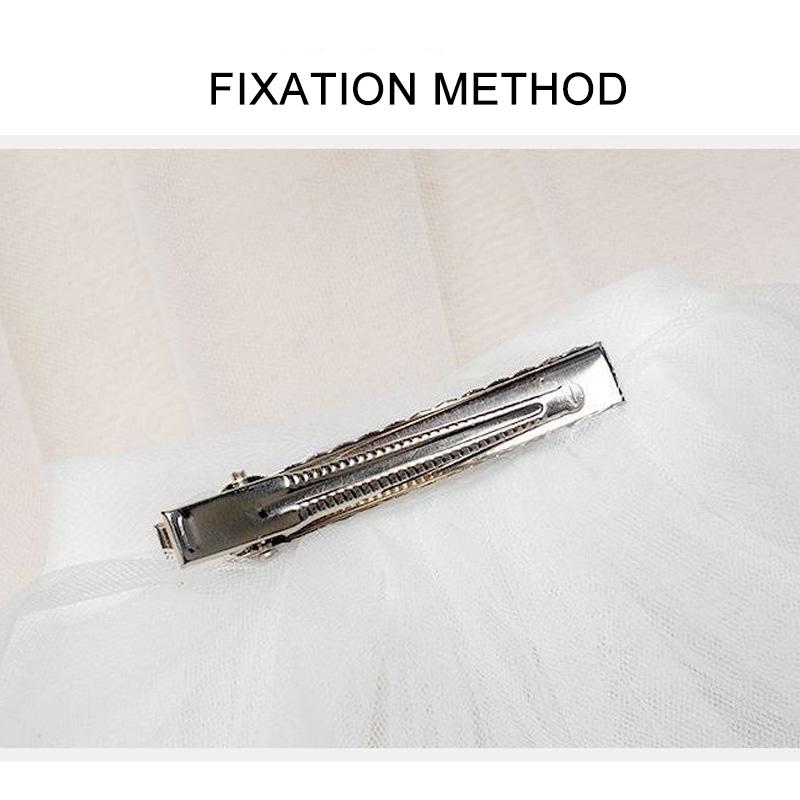 1 pièce Voile de mariée court bord dentelle Élégant nœud Perle Accessoires de mariage Double couche Tulle blanc pour femmes