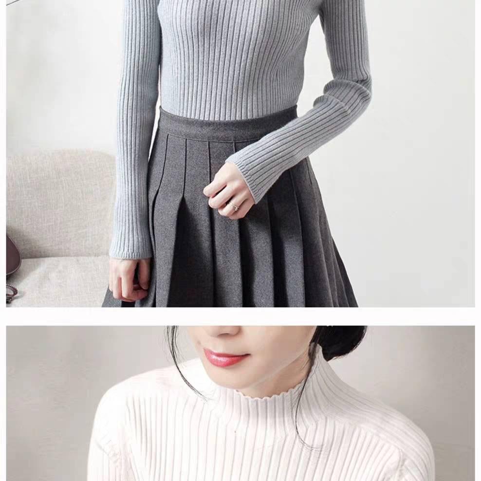 WTEMPO Solid Color Half Turtleneck Slim Was Thin Sweater Women's Sweater Pullover Bottoming Shirt