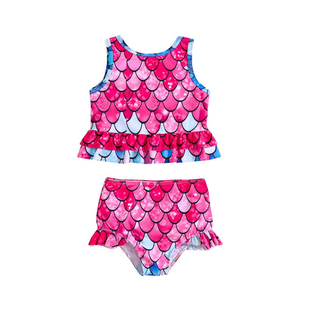 Exclusive Girls' Fish Scale Print Swimsuit Set