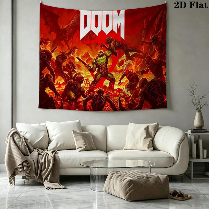 Ροκ Σταρ Doomguy Ταπετσαρία Τοίχου Αισθητική Κρεμαστό Τοίχου Υφασμάτινη Κουβέρτα Εκτύπωσης Διακοσμητικές Ταπετσαρίες για Υπνοδωμάτιο Σαλόνι Διακόσμηση Σπιτιού