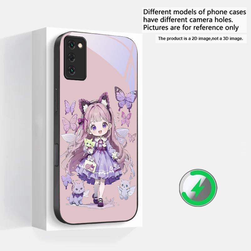 

Q-version Blue Butterfly Suitable For Samsung Galaxy S25 Ultra S20 FE S21 S22+ S23 Plus S24 S26 Edge magnetism Glass Phone Casee Galaxy S25 Ultra