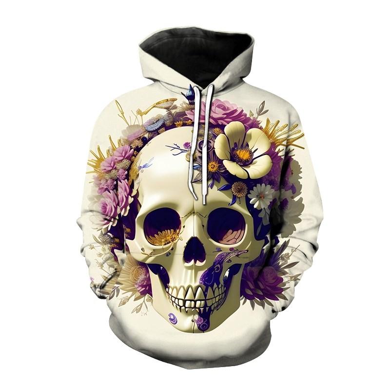 Fashion Autumn Skull Head Flower 3D Print Hoodies Men Women Casual Sweatshirts Oversized Hoodie Pullovers Tracksuit Clothing