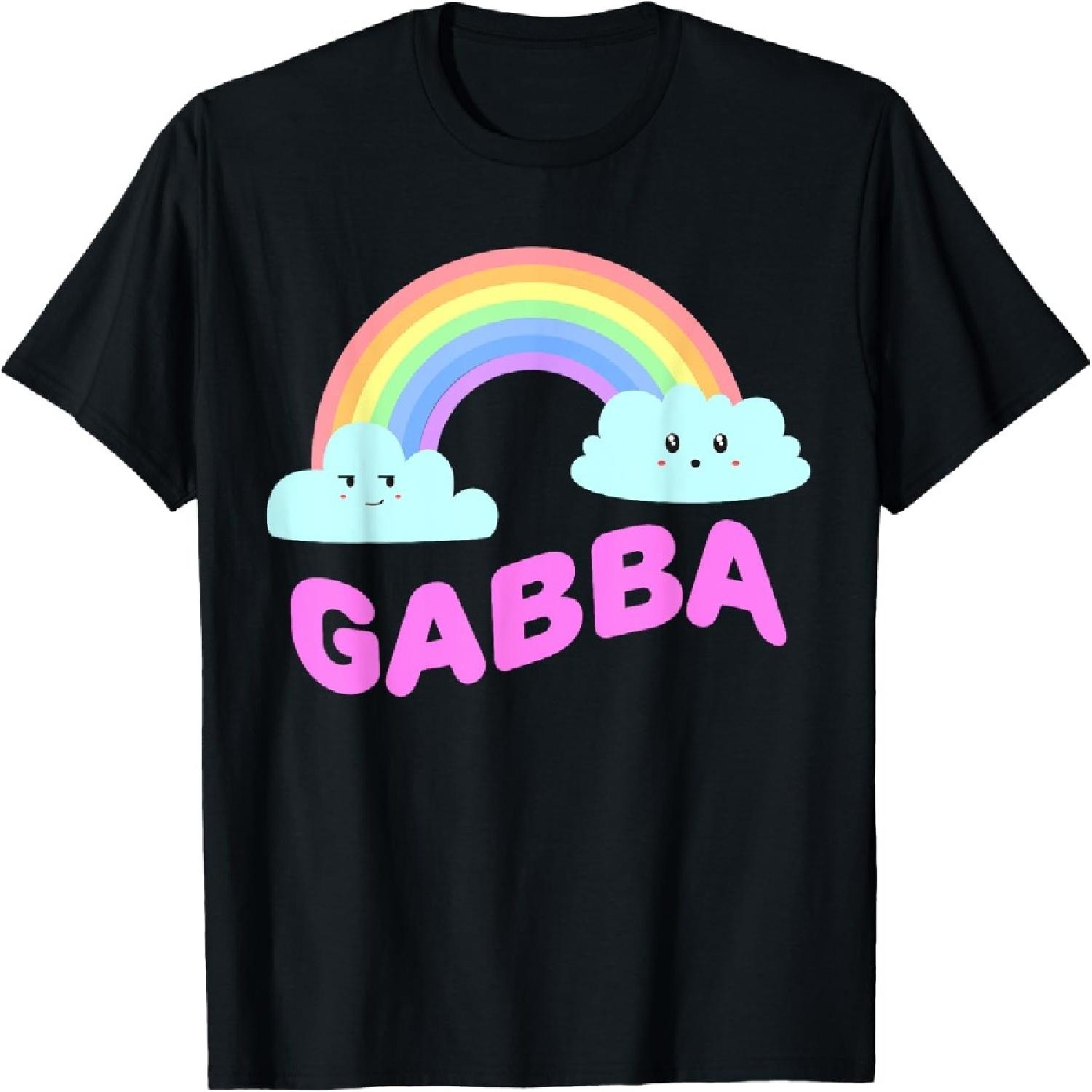 Gabba Shirts _ Sarcastic Retro Rainbow Funny Gabba Music T-Shirt S