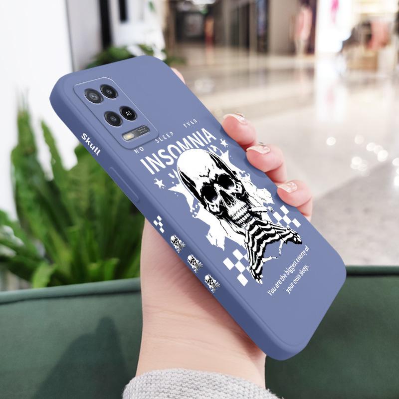 

Black Rock Skull Phone Case For OPPO A54 A74 A57 A77 A78 A96 A76 A95 A94 A83 A53 A72 A52 A9 A5 A12 A31 2020 S 4G 5G Cover A54 4G светло-синий
