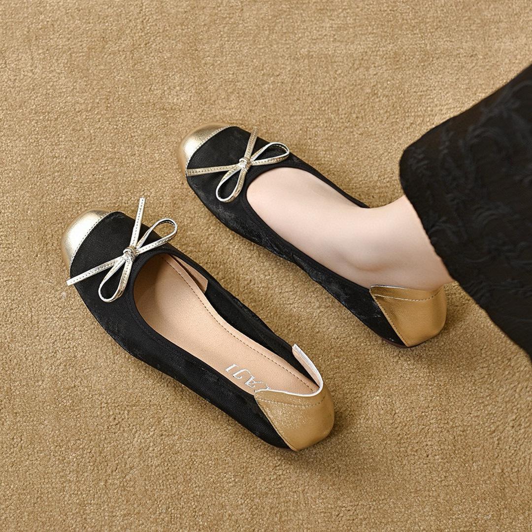 

Женские балетки 2025 новая китайская бабочка в тон легкий вырез маленькие одинарные туфли мягкая подошва мягкий верх балетки туфли Доудоу 34