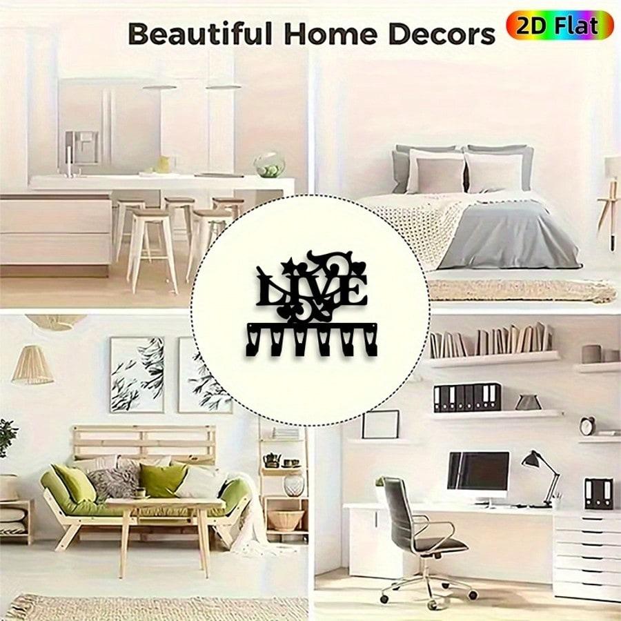 Smiling Key Holder Metal Wall Art 6 Hooks Forged Iron Practical Decor Christmas Gift