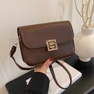 Retro Fashion Commuting All-Match Lock Closure Small Bag Bag for Women's Summer New One-Shoulder Crossbody Bag Textured Small Square Bag