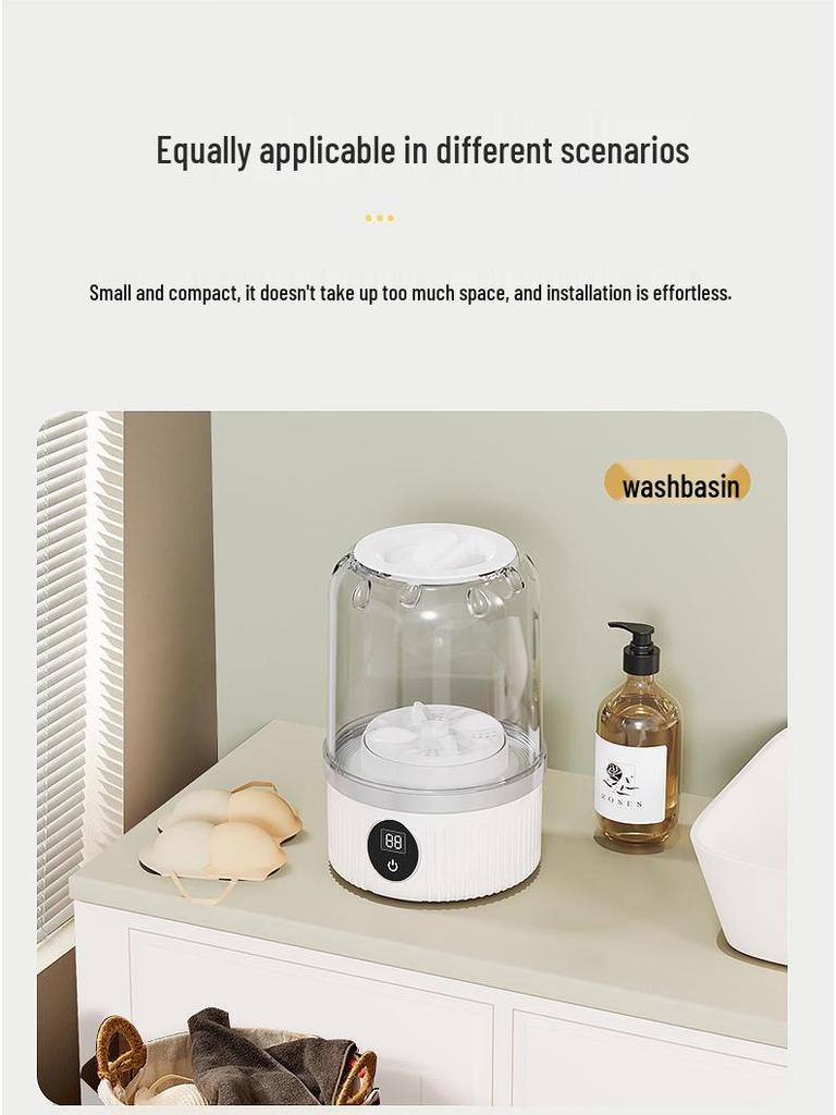 Compact Wireless Mini Washing Machine for Underwear & Socks - Fully Automatic