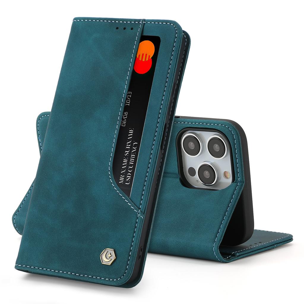  Vintage Strong Magnetic Wallet Case for iPhone 17 & Samsung S25 Ultra - Retro Flip Leather Card Holder Cover