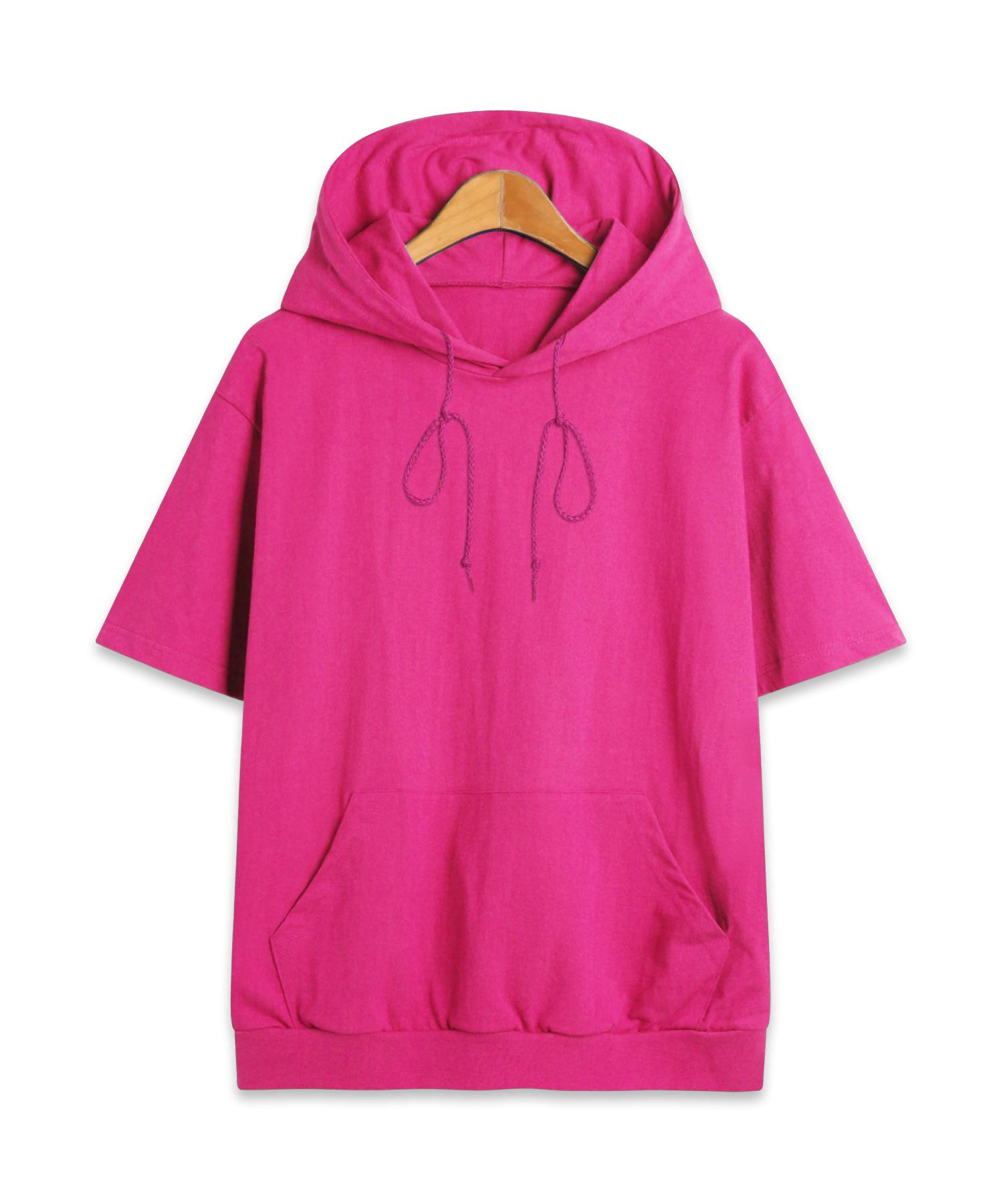 Top Boy Basic Standard 20-Count Hooded Short Sleeve T-Shirt Dark Pink Dark Pink/2Xl