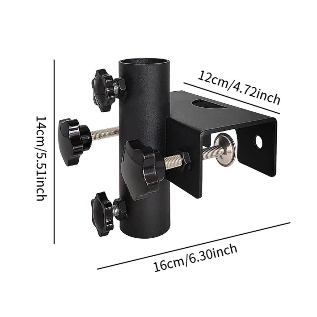 Deck Mount Patio Umbrella Holder Base Flagpole Easy To Install Metal Clamp Parasol Stand for Park Courtyard Fence Garden