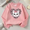 Kids Crewneck Long Sleeve Sweatshirt, Leopard Heart Background Cat Print
