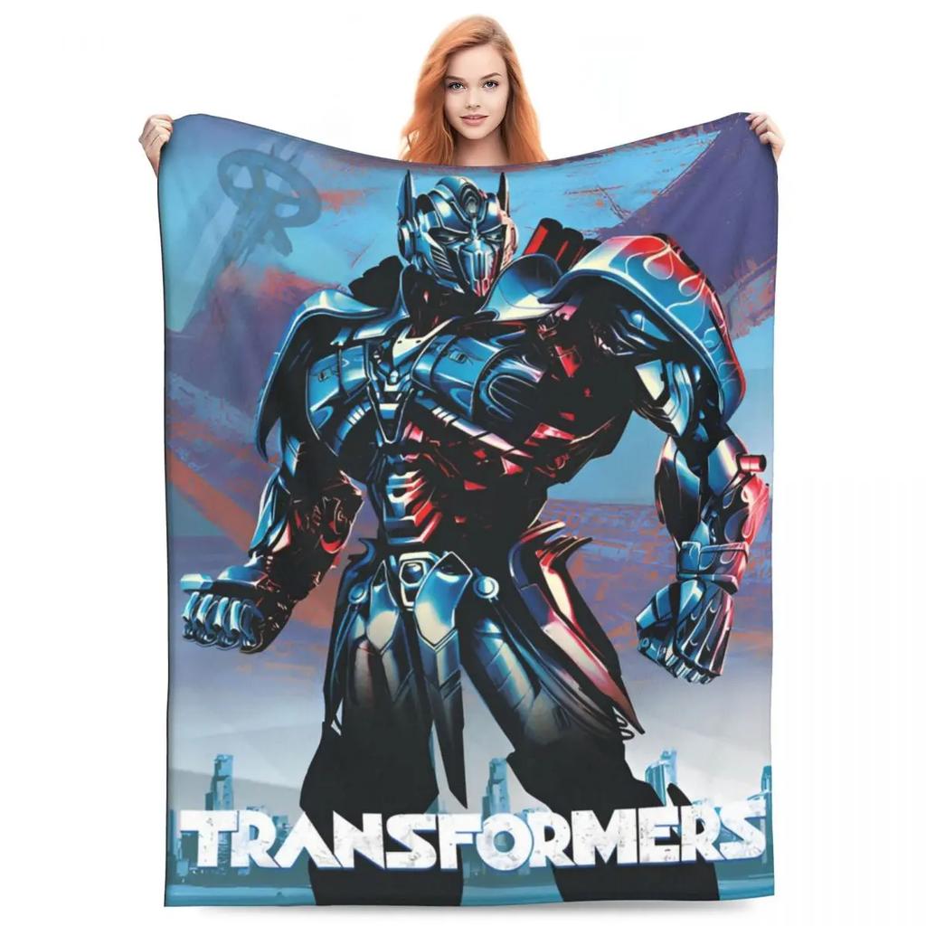 Cartoon Transformers Autobots Throw Blanket Flannel Bedspread For Couch Chair Sofa Bed Novelty Cover