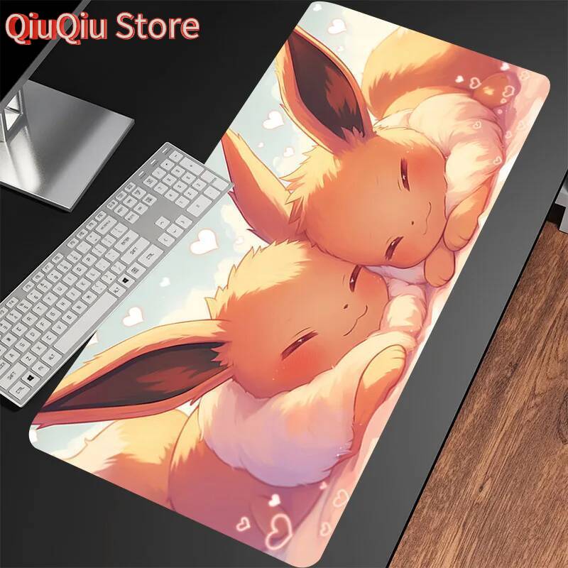 Kawaii kočka Stolní podložka Velká Eevee Anime Podložka pod myš Herní příslušenství Podložka pod myš Vodotěsná Gumová Podložky na notebook Rozšířený Stolní koberec