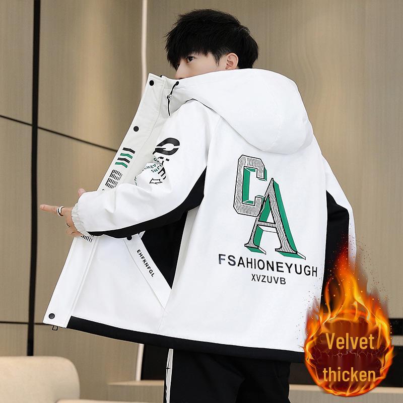 Herren Fleece-gefütterter Windbreaker - Trendige Jacke für Teenager & Mittelschüler (Frühling, Herbst, Winter)