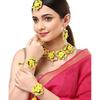Jewellery Flowers Jewellery Set For Haldi Gota Patti Necklace, Earrings, Bracelet & Maang Tika for Women & Girls