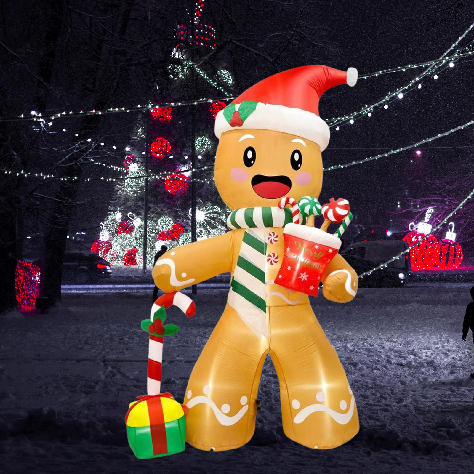 

Christmas Inflatable Gingerbread Man with Candy Cane for Balcony